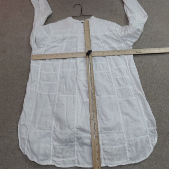 Billy Reid Shirt XS White Patchwork Band Collar Relaxed Made in Portugal - Picture 6 of 12